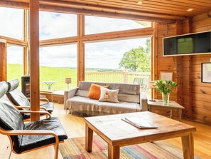 Een televisie en een open haard