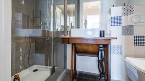 Hair dryer, towels, toilet paper