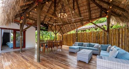 Spacious 3-Bedroom Villa. with a pool, rancho- STEPS away from Langosta Beach.