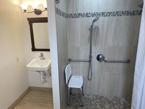 Deluxe Room, 1 Queen Bed, Accessible, Non Smoking | Bathroom | Shower, towels