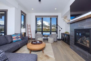 TV, fireplace