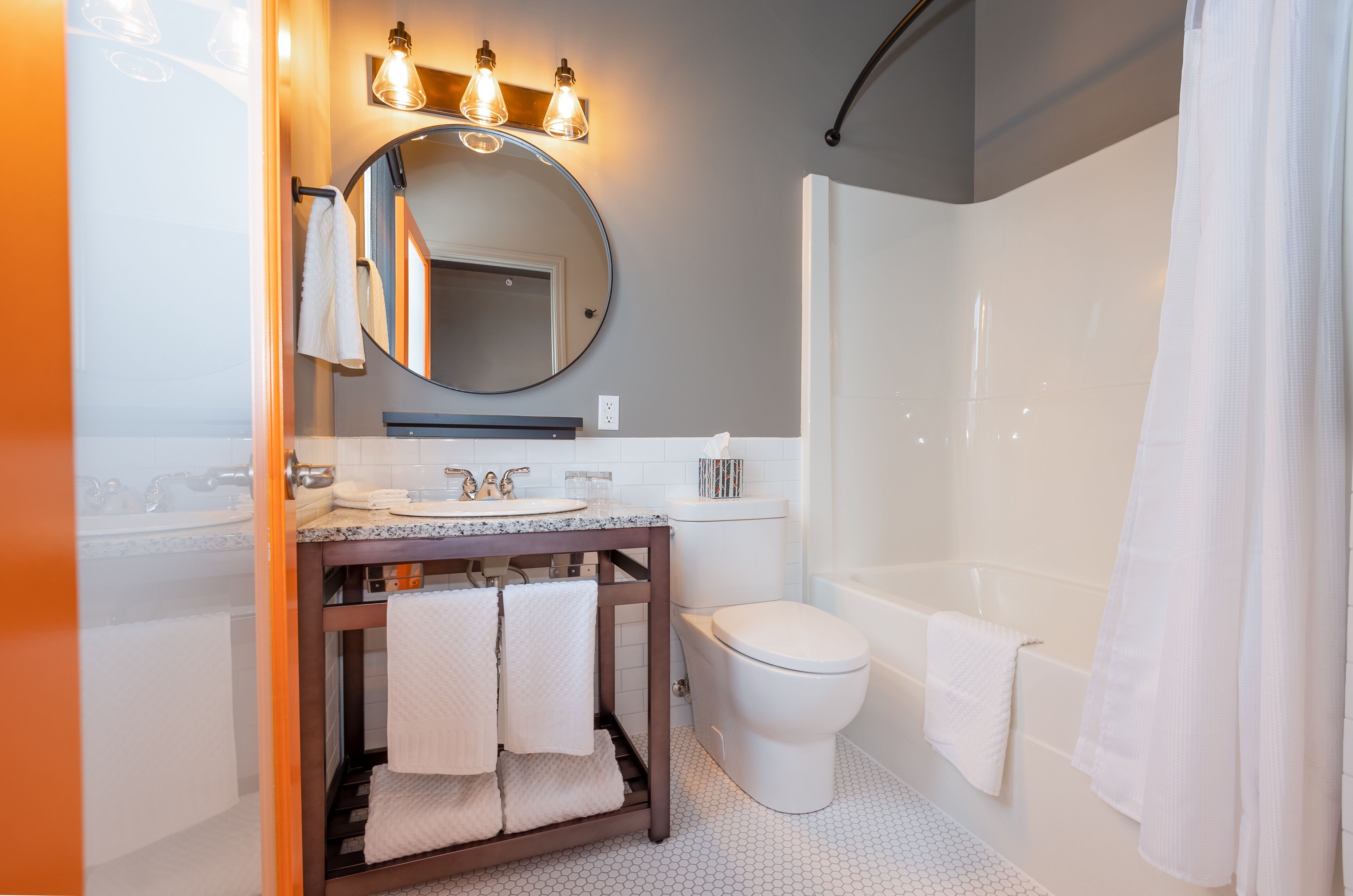 standard double room, 2 queen beds | bathroom | designer toiletries, hair dryer, dressing gowns, towels