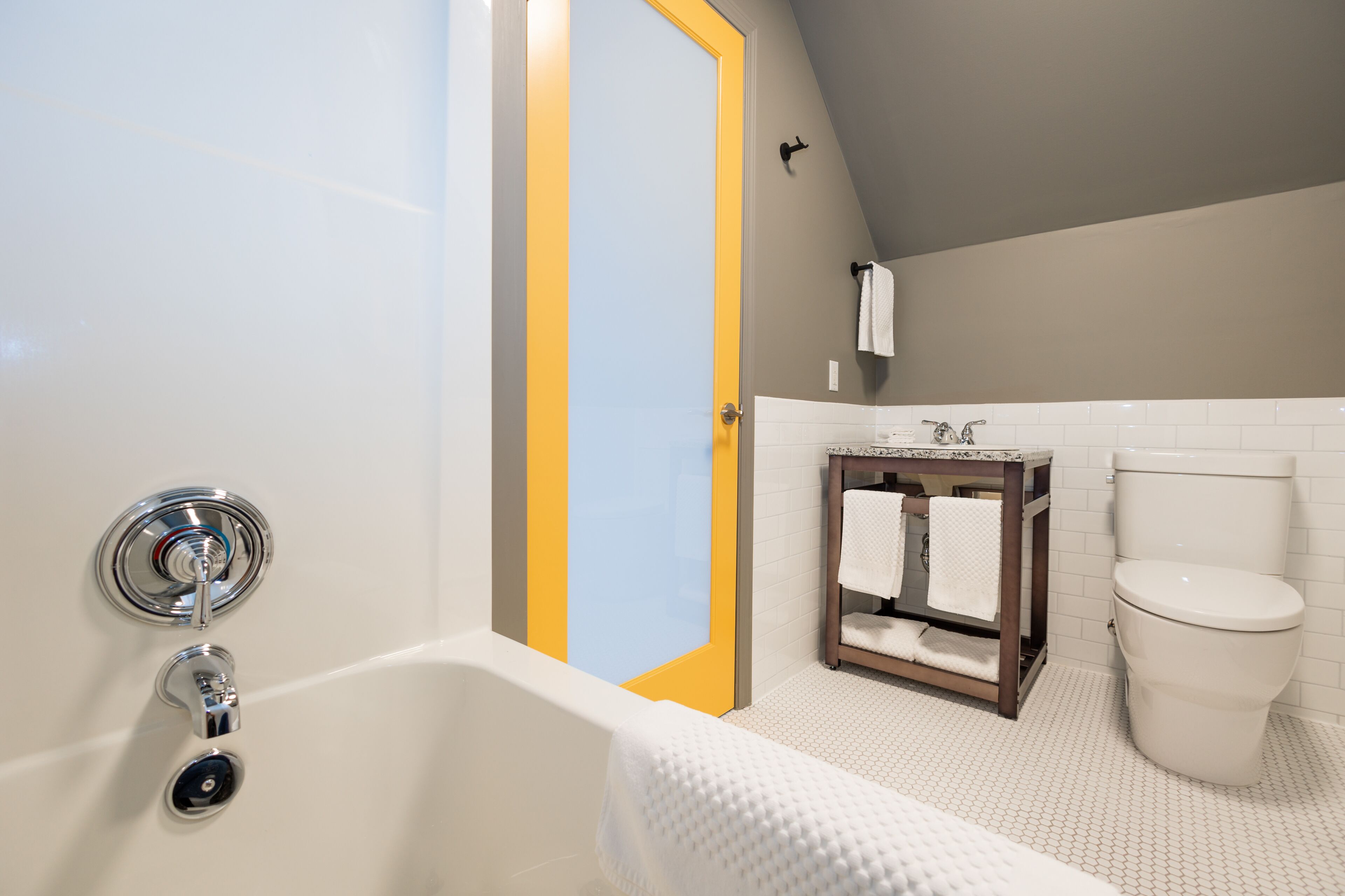 basic room, 1 queen bed | bathroom | designer toiletries, hair dryer, dressing gowns, towels