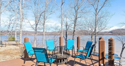 Lake front with dock and boat ramp