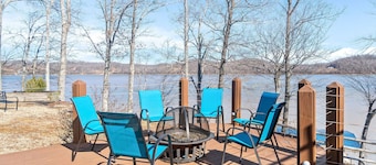 Lake front with dock and boat ramp