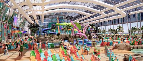 Una piscina techada, una piscina al aire libre