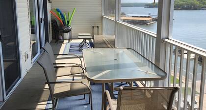 Lake Lodge Condo overlooking The swimming pool and the Lake of the Ozarks