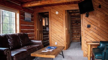 Family Cabin, Balcony, Mountain View | Living area | 32-inch Smart TV with digital channels, TV, Netflix