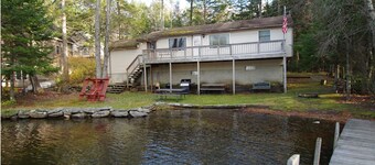 Waterfront property on pond with private dock .