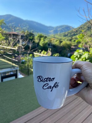 Enjoy a serene outdoor setting with a cup of coffee from the Bistro Café.