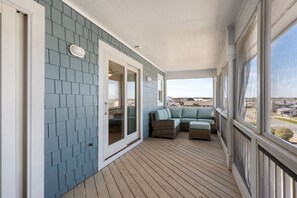 Terrace/patio - One of These Nights: Ocean views, private pool & hot tub, rec room & elevator! (Nags Head)