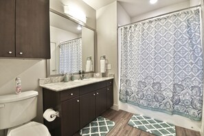 Free toiletries, hair dryer, towels