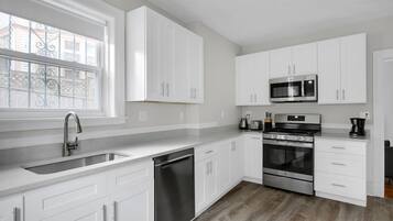 Fridge, microwave, oven, dishwasher