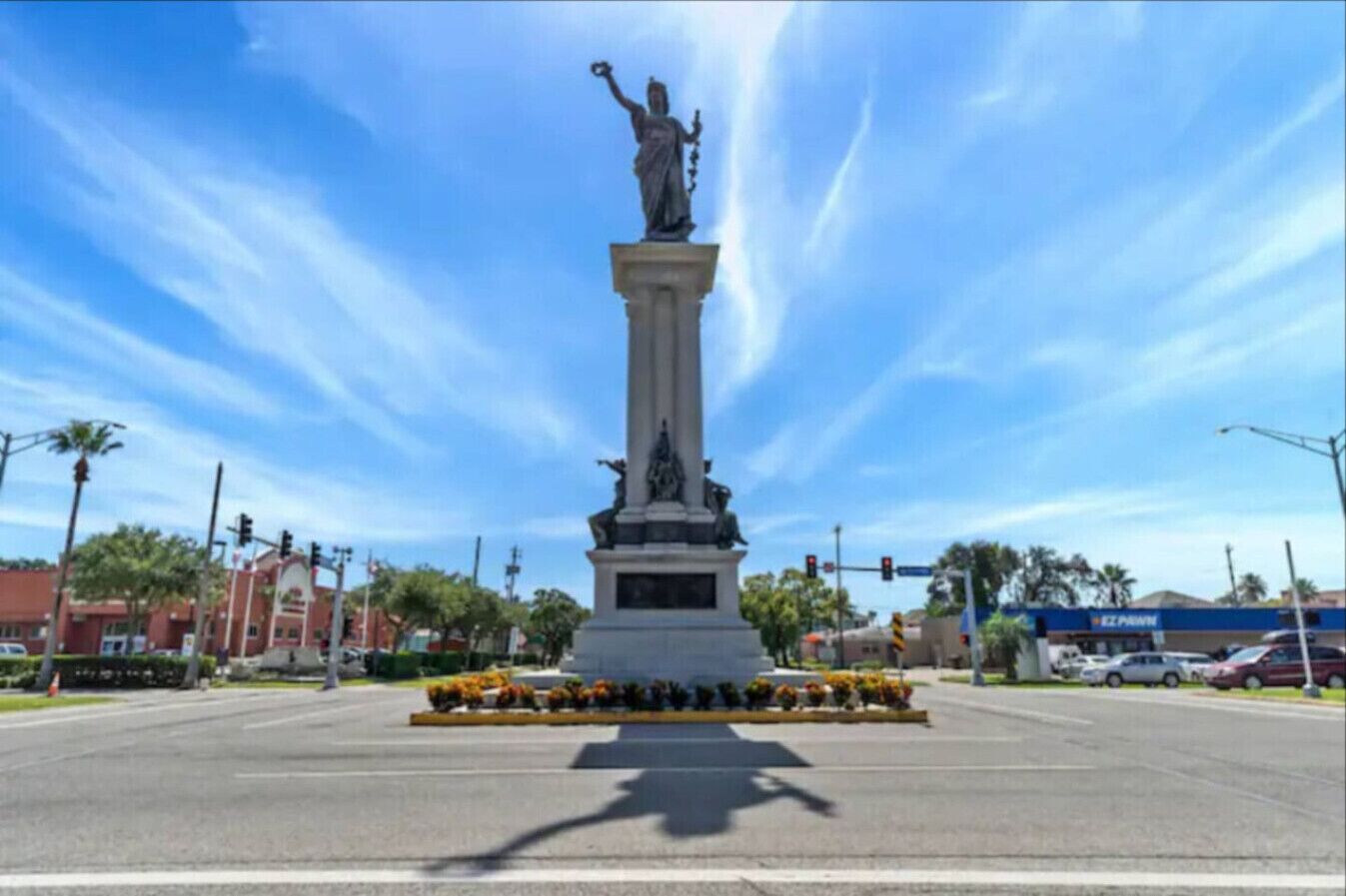 The Texas Heroes Monument was built by using granite and bronze! It really is as big as it looks in the photo