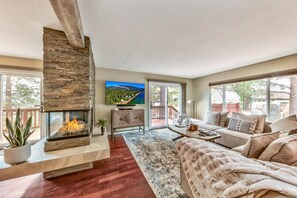 Televisio, takka, Netflix, pöytätennispöytä