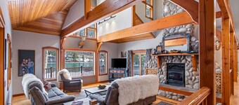Expansive Riverfront Lodge with Dock, Game Room, Bar & Spacious Deck!