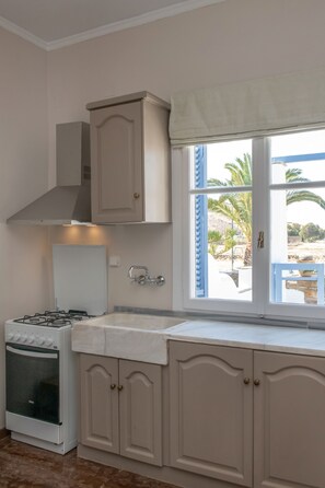 Fridge, microwave, oven, coffee/tea maker
