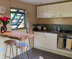 Fridge, oven, stovetop, coffee/tea maker