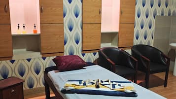 Sauna, steam room, hot stone massages, deep-tissue massages