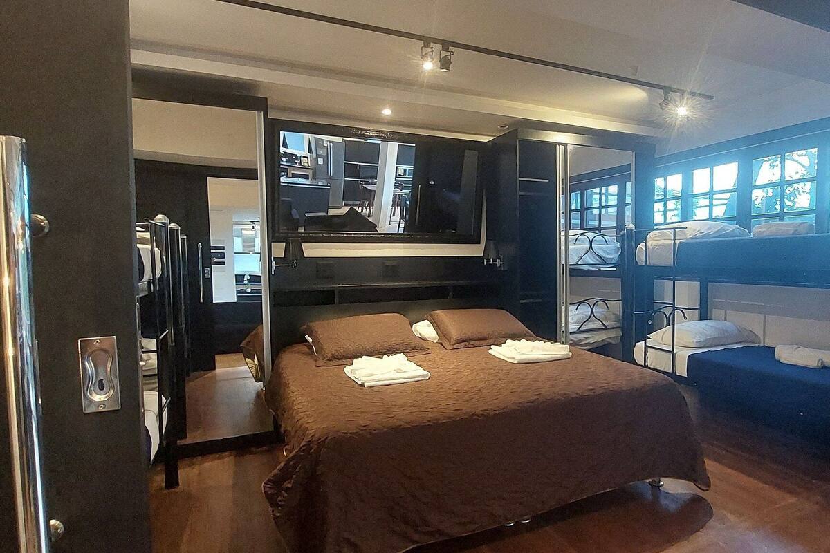 Laptop workspace, iron/ironing board (on request), cribs (free)