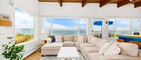 Smart TV, fireplace, DVD player, books