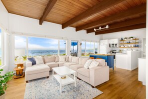 Smart TV, fireplace, DVD player, books