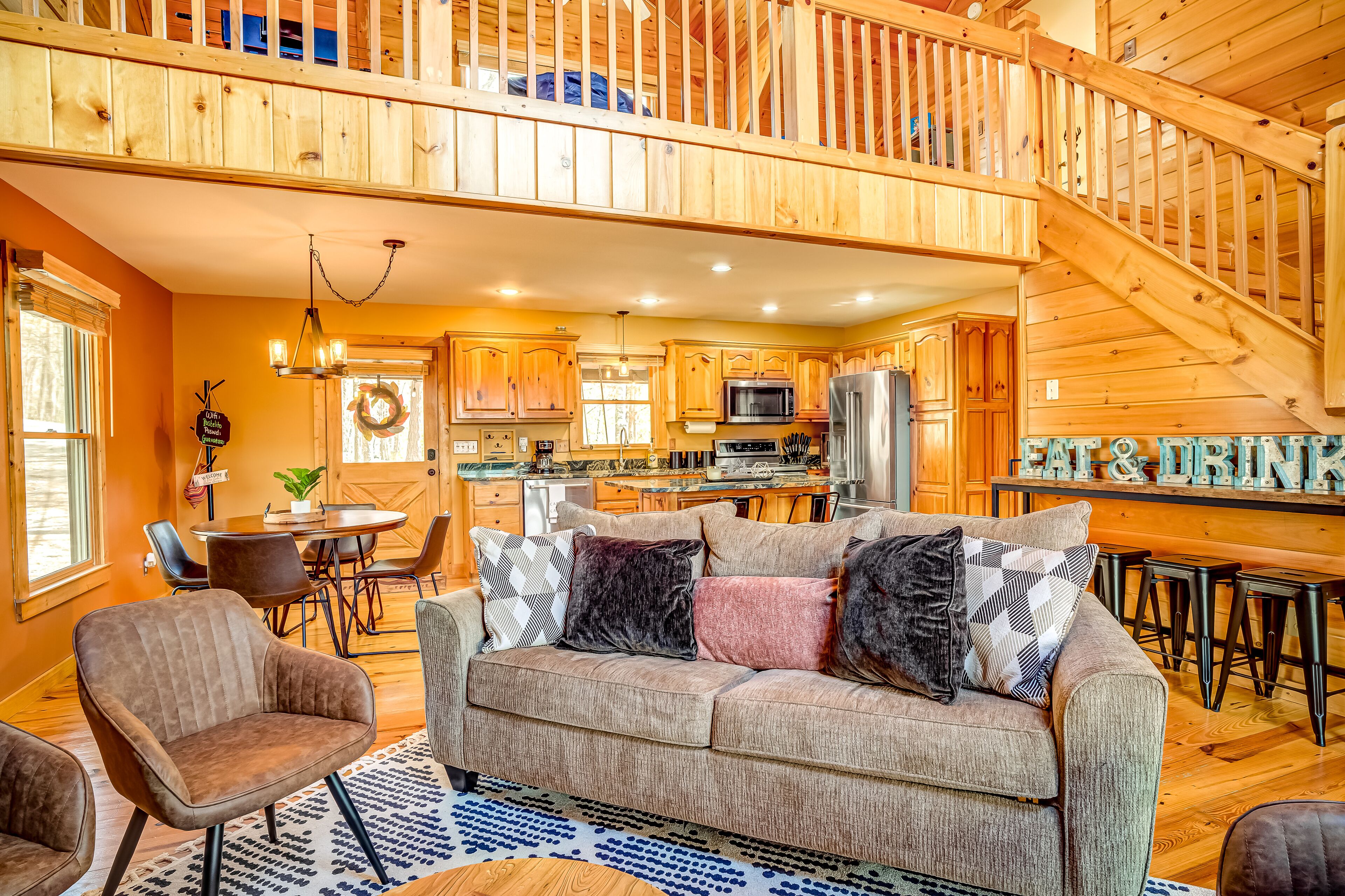 Mountain-view oasis with private hot tub, decks, outdoor bar, and WiFi