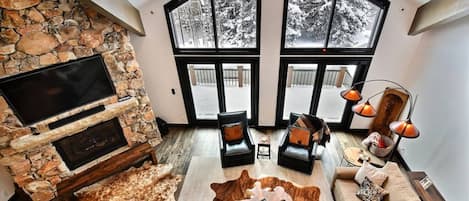 Smart TV, fireplace, video games