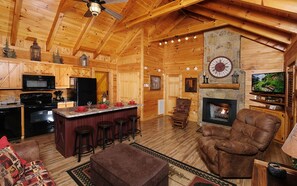 TV, fireplace, DVD player, books - Had Me at Merlot - 2-Minute Walk to The Island! (Pigeon Forge)