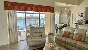 Smart TV, books, music library, stereo