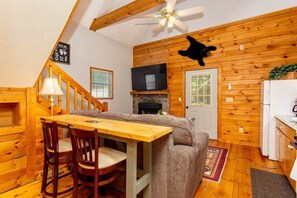 TV, fireplace, offices