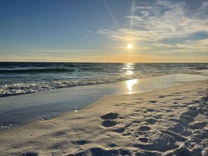 Beach nearby, sun loungers
