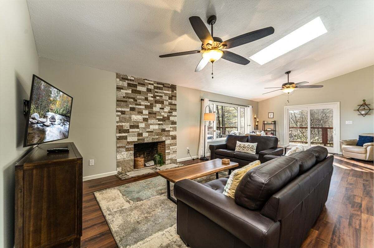 TV, fireplace, video games, table football