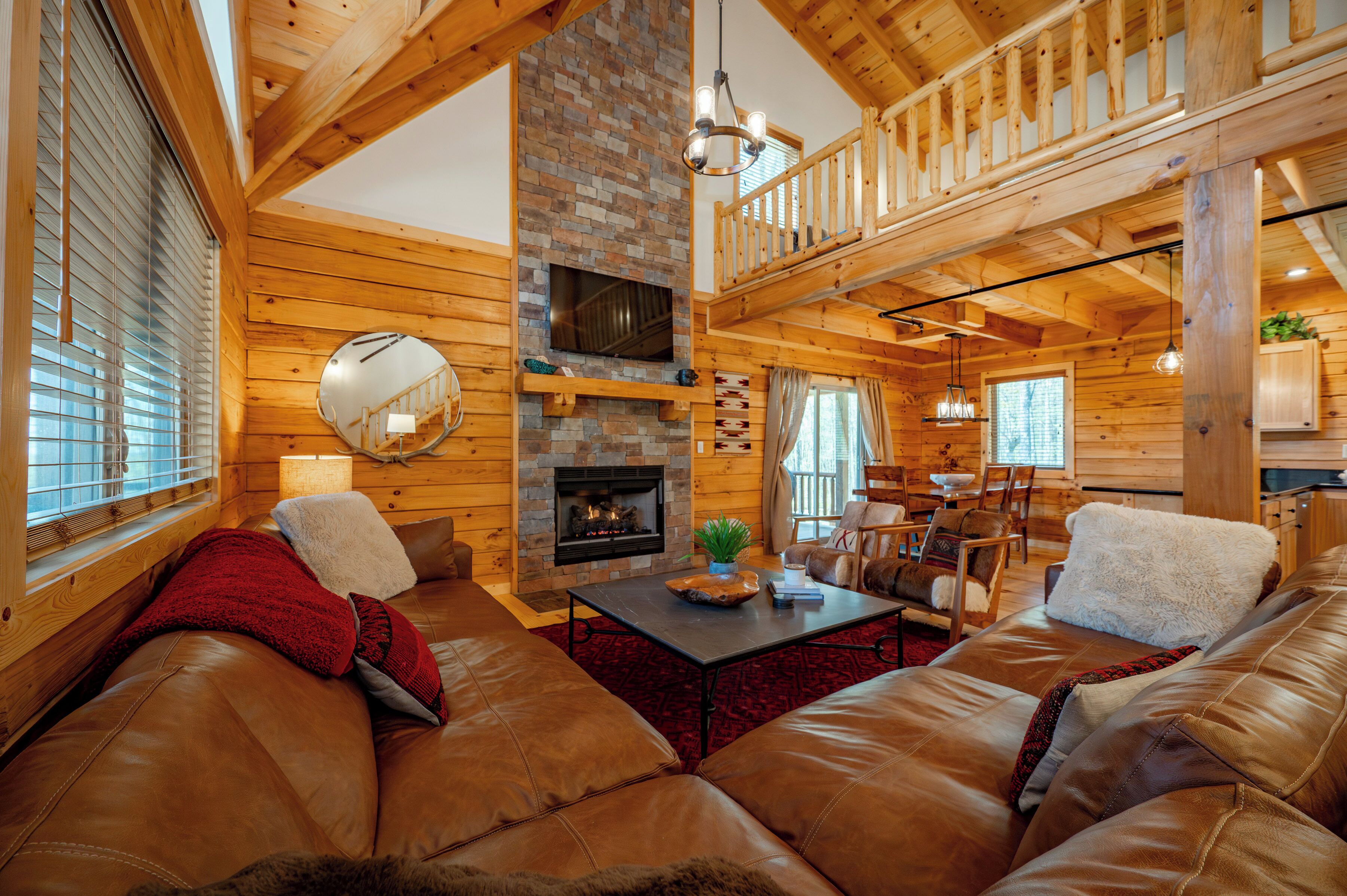 Smart TV, fireplace, DVD player, ping pong