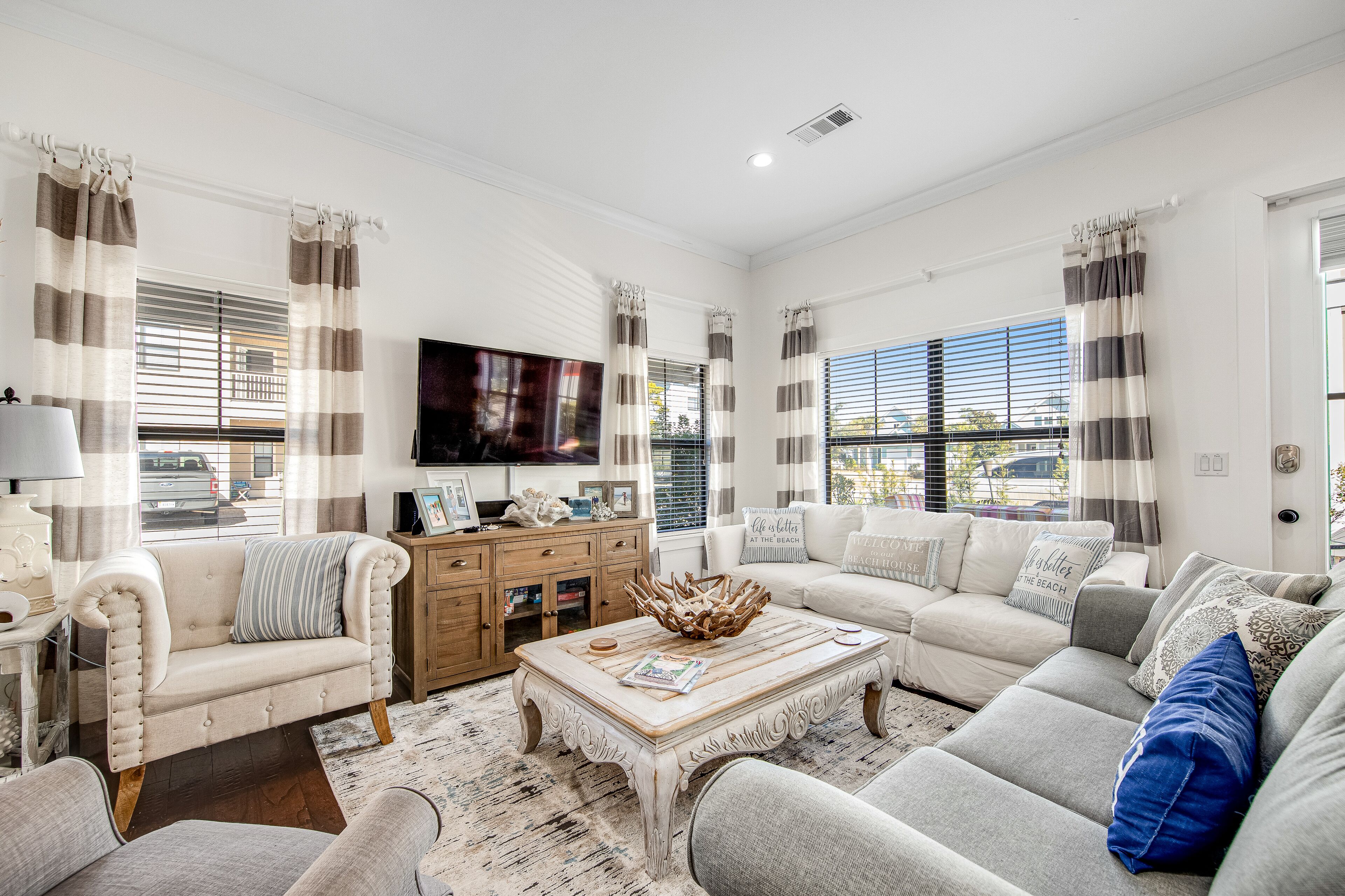 Modern beach home with pool, WiFi, washer/dryer, central AC, and gas grill