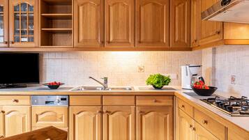 Fridge, microwave, stovetop, dishwasher