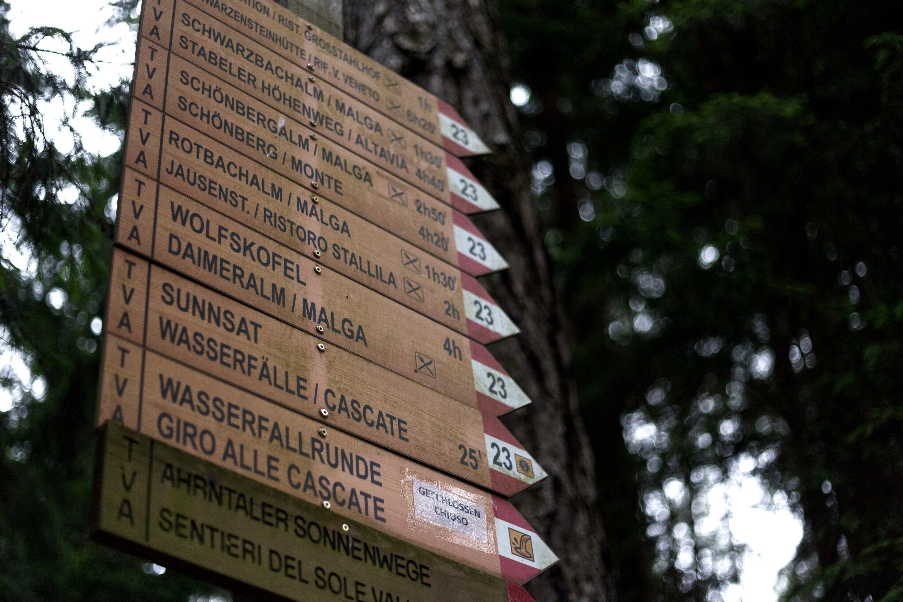 Un panneau indicateur avec plusieurs flèches pointant vers différentes destinations.