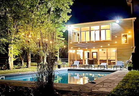 Outdoor pool, a heated pool. Luxury School House Retreat With Pool & Sauna - 1HR from NYC
