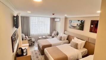 Egyptian cotton sheets, premium bedding, in-room safe, desk