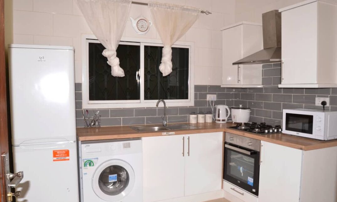 Fridge, microwave, oven, electric kettle