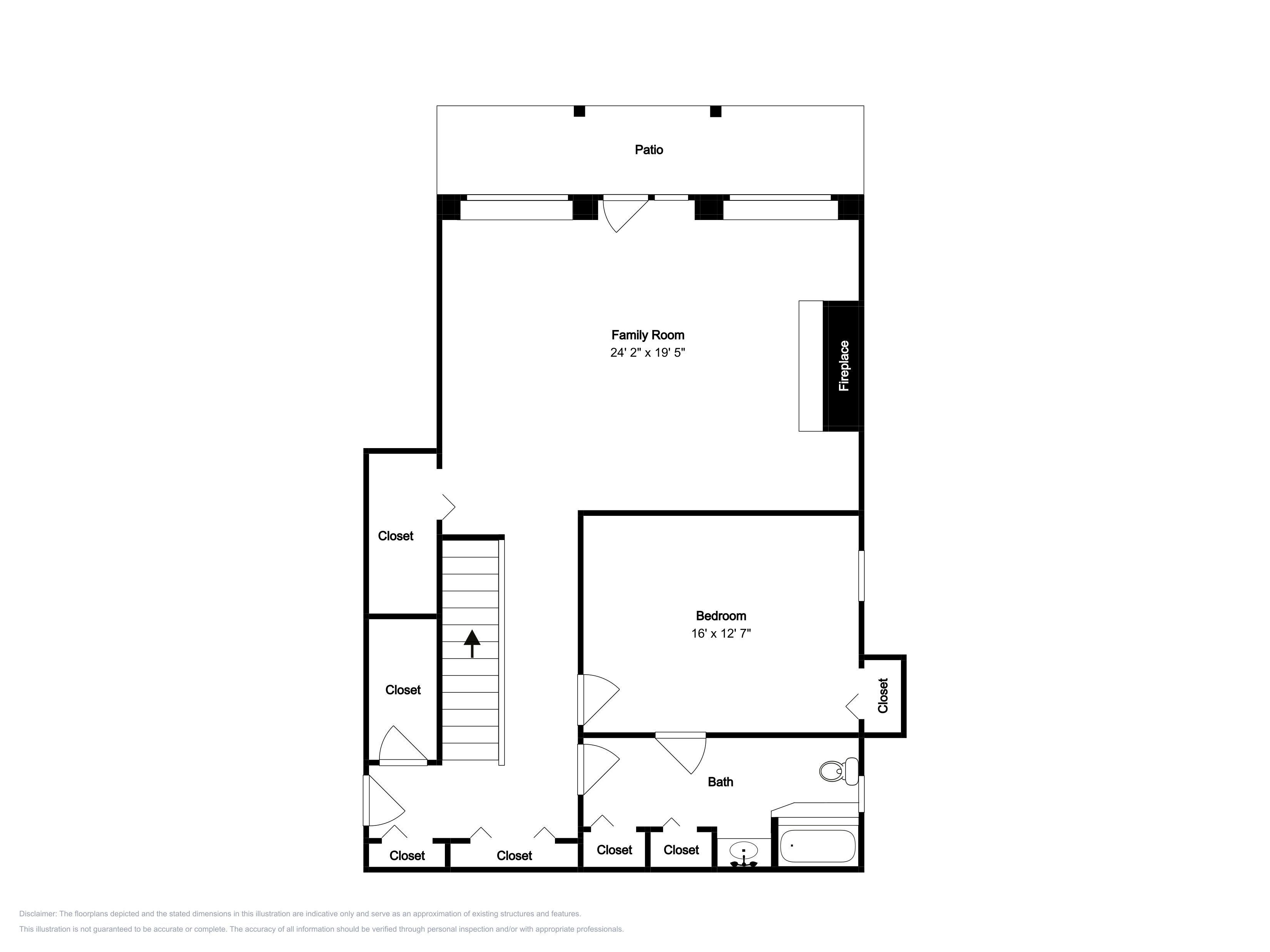 A floor plan with a Family Room, Bedroom, and Closet.