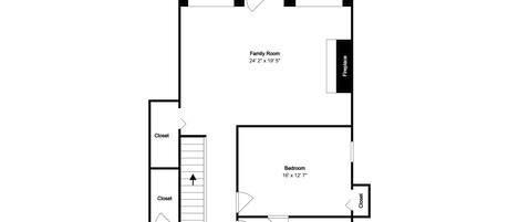 A floor plan with a Family Room, Bedroom, and Closet.
