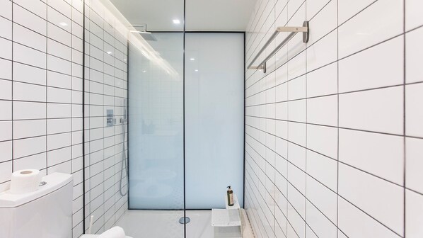 Secadora de cabello, toallas, papel de baño 