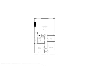 A floor plan with an entertainment room, walk-in closets, a bathroom, and two bedrooms. - Space Mountain by Taylor Made Deep Creek (McHenry)