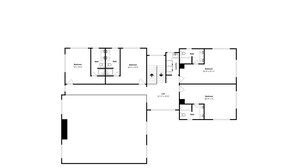 Een plattegrond met drie slaapkamers, twee badkamers, een wasruimte en een entresol.