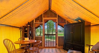 TroutChasers Glamping Tent - Crackling Fire, Fresh Air, Fly Fishing