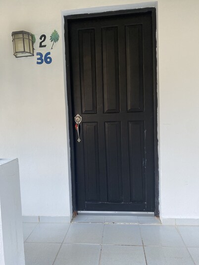 Tourist complex with swimming pool.