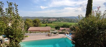 Villa on terraces with swimming pool and superb view of the village