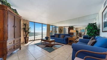 Condo, Multiple Beds, Balcony, Ocean View (T1 806 - No Pets) | Living area | 42-inch flat-screen TV with digital channels