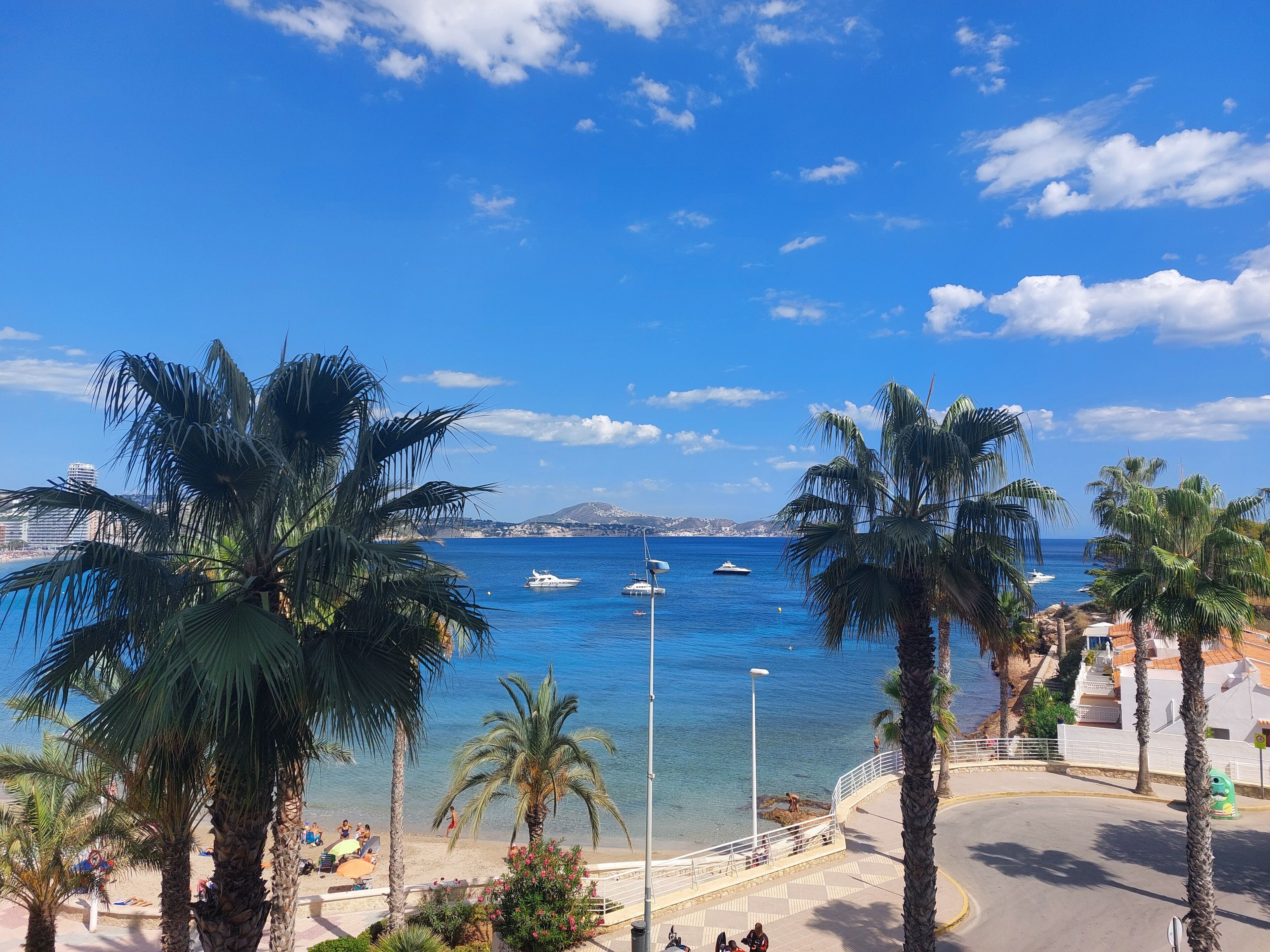 On the beach, sun loungers